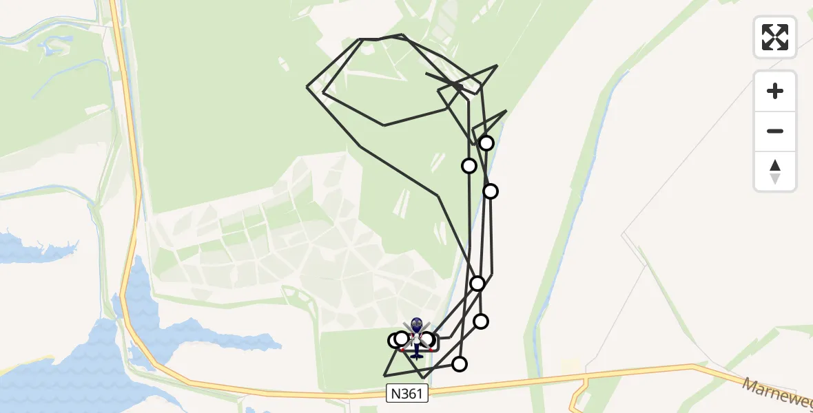 Vluchtroute Politiehelikopter van Lauwersoog naar Lauwersoog