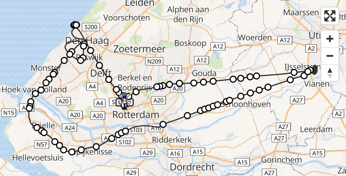 Vluchtroute Politiehelikopter Rotterdam The Hague Airport - Rotterdam The Hague Airport, 10 maart 2026, 19:28