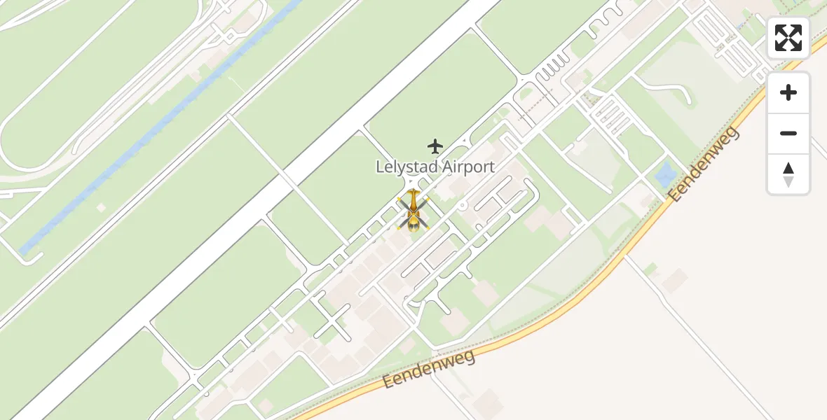 Vluchtroute Traumahelikopter van Lelystad Airport naar Lelystad Airport