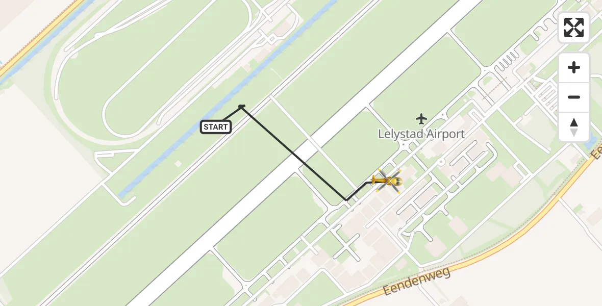 Vluchtroute Ambulancehelikopter van Lelystad Airport naar Lelystad Airport
