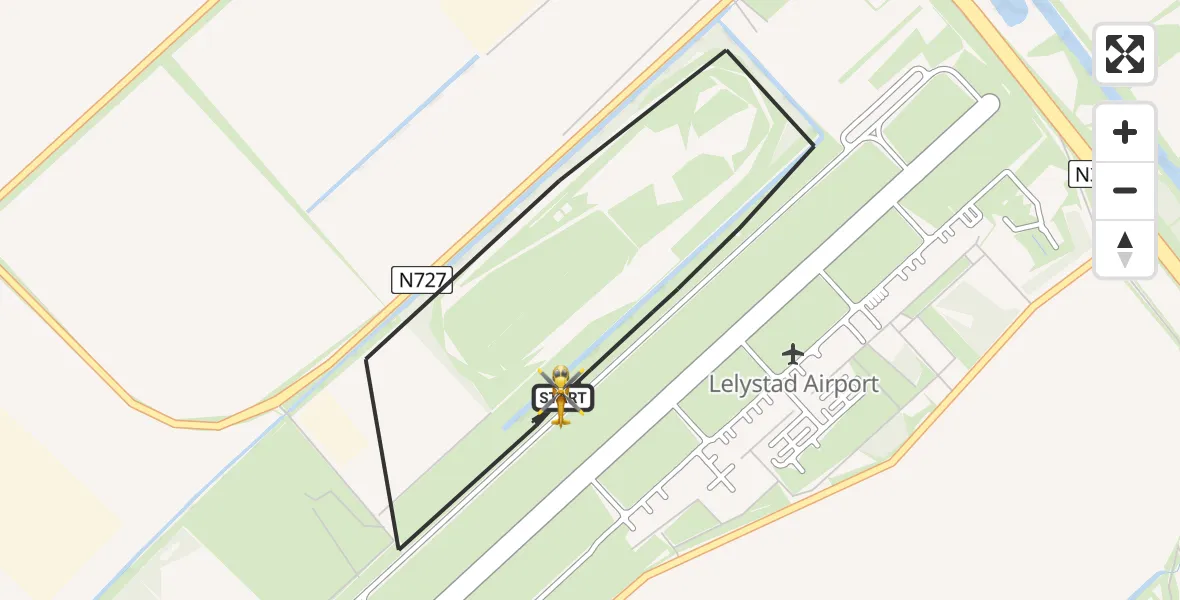 Vluchtroute Traumahelikopter van Lelystad Airport naar Lelystad Airport