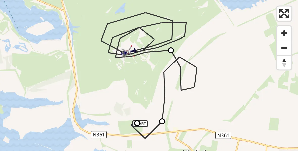 Vluchtroute Politiehelikopter van Lauwersoog naar Lauwersoog