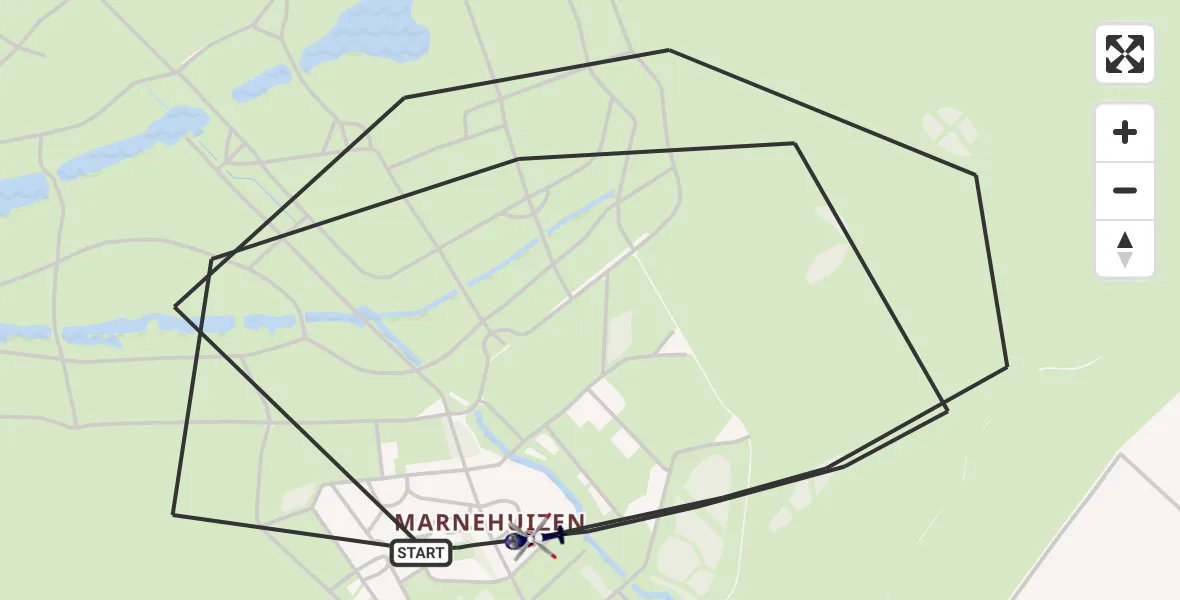 Vluchtroute Politiehelikopter van Lauwersoog naar Lauwersoog