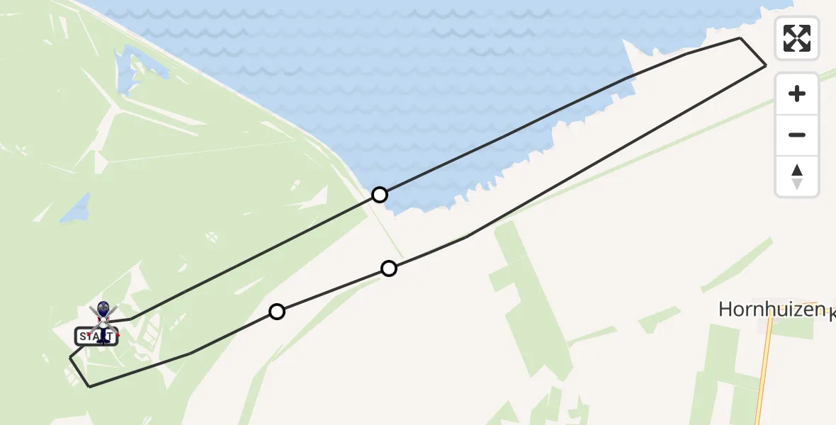 Vluchtroute Politiehelikopter van Lauwersoog naar Lauwersoog