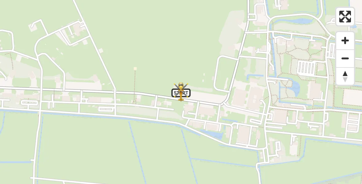 Vluchtroute Ambulancehelikopter van Vliegbasis Leeuwarden naar Vliegbasis Leeuwarden