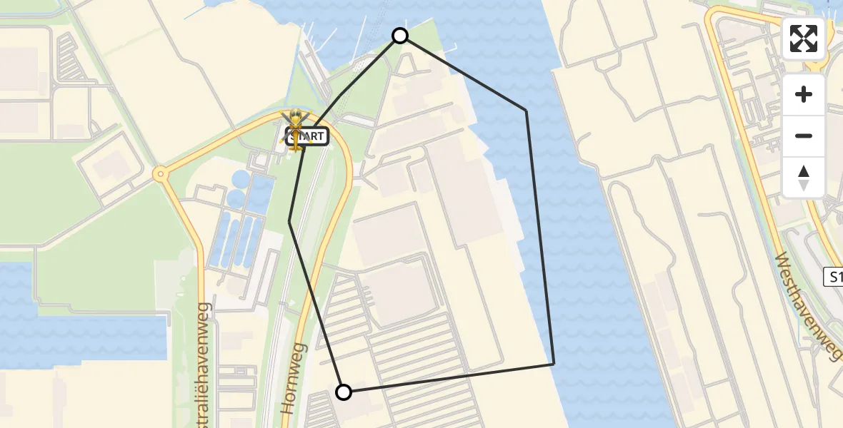 Vluchtroute Traumahelikopter van Amsterdam Heliport naar Amsterdam Heliport