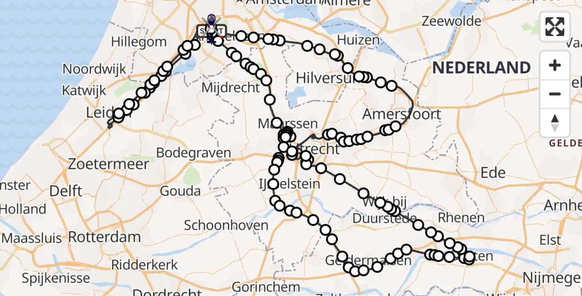 Vluchtroute Politiehelikopter Amsterdam Vliegveld Schiphol - Amsterdam Vliegveld Schiphol, 12 maart 2026, 19:10
