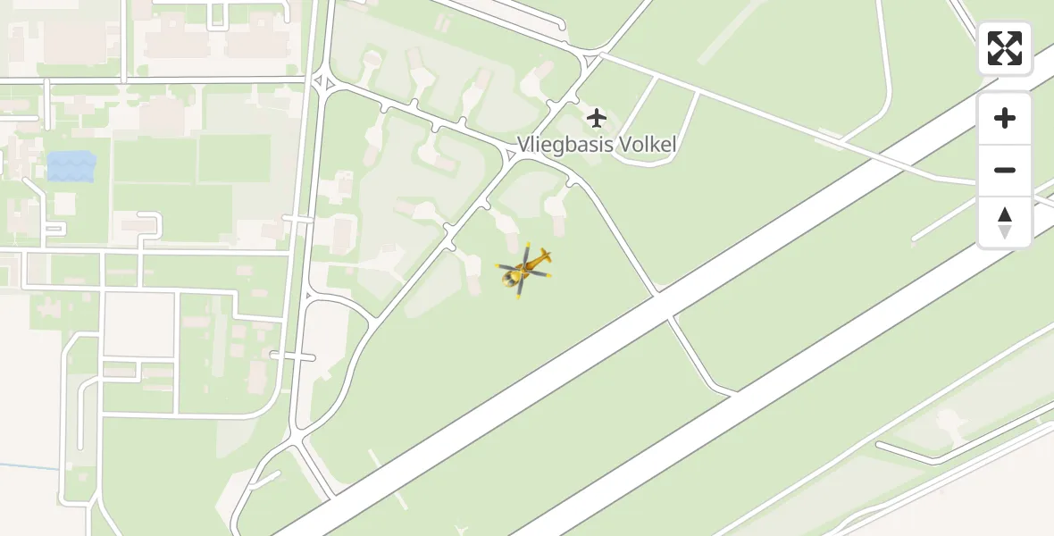 Vluchtroute Traumahelikopter van Vliegbasis Volkel naar Vliegbasis Volkel