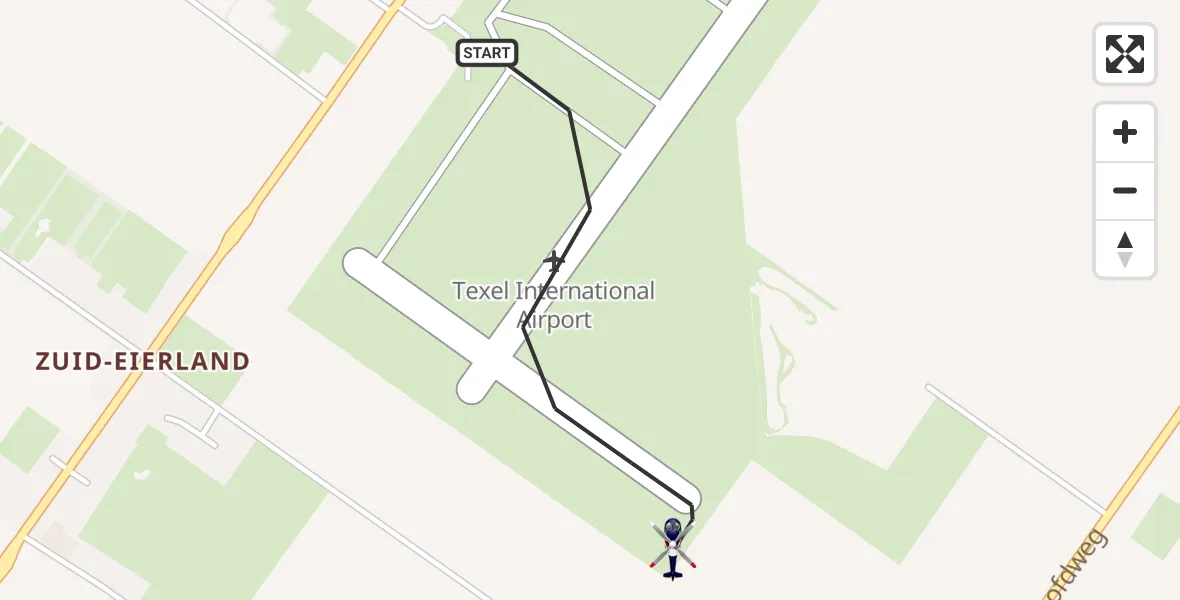 Vluchtroute Politiehelikopter van Texel International Airport naar Texel International Airport