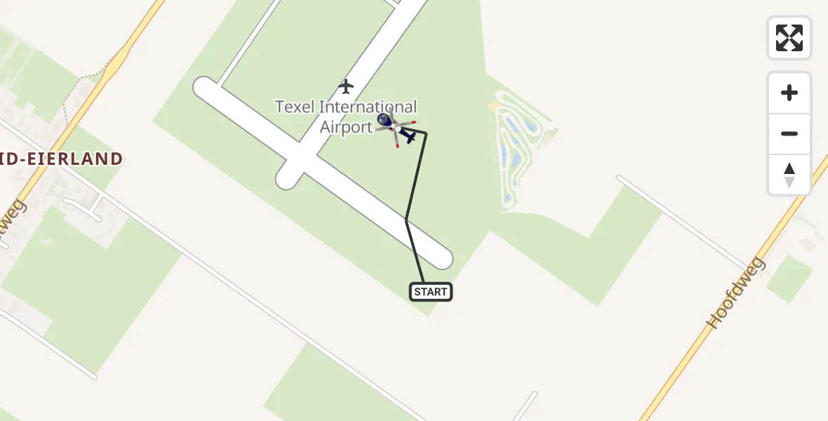 Vluchtroute Politiehelikopter van Texel International Airport naar Texel International Airport