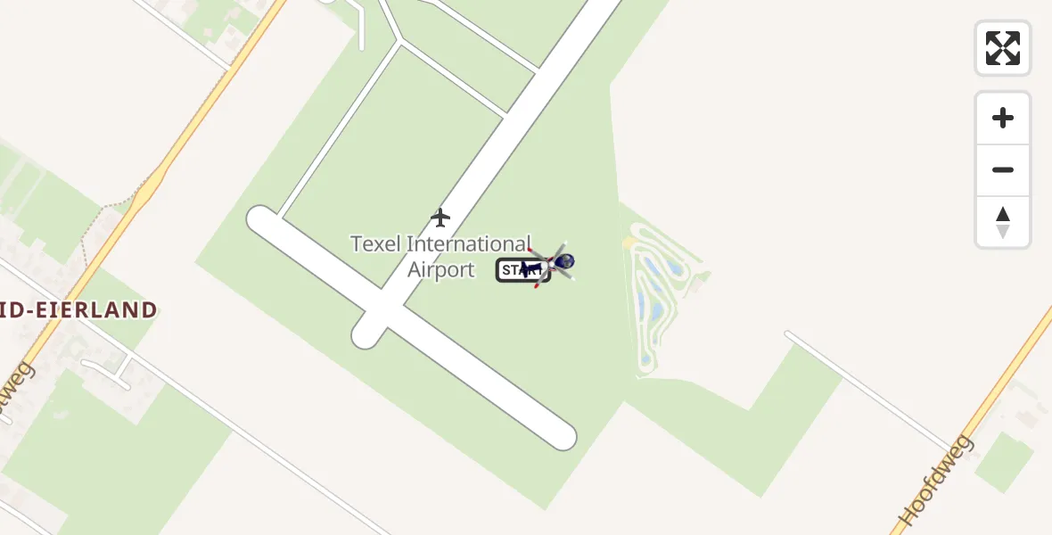 Vluchtroute Politiehelikopter van Texel International Airport naar Texel International Airport
