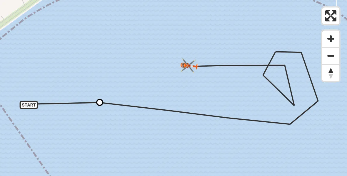 Vluchtroute Kustwachthelikopter van Hansweert naar Westerschelde