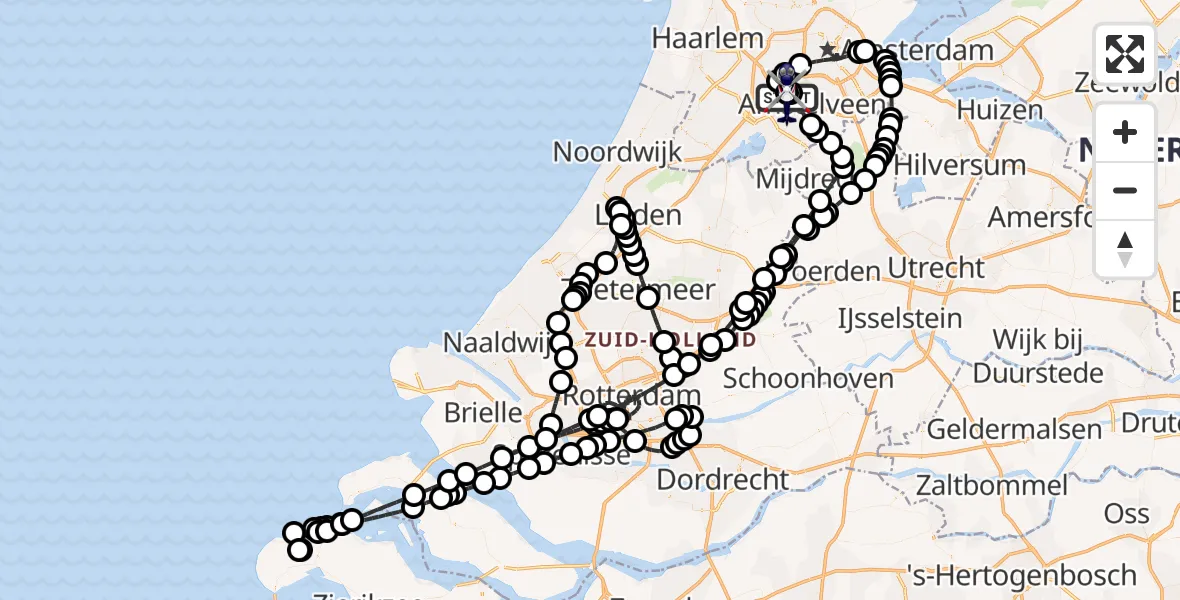Vluchtroute Politiehelikopter Amsterdam Vliegveld Schiphol - Amsterdam Vliegveld Schiphol, 13 maart 2026, 18:37