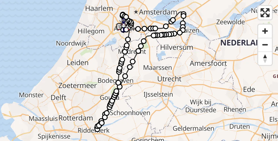 Vluchtroute Politiehelikopter Amsterdam Vliegveld Schiphol - Amsterdam Vliegveld Schiphol, 14 maart 2026, 01:35