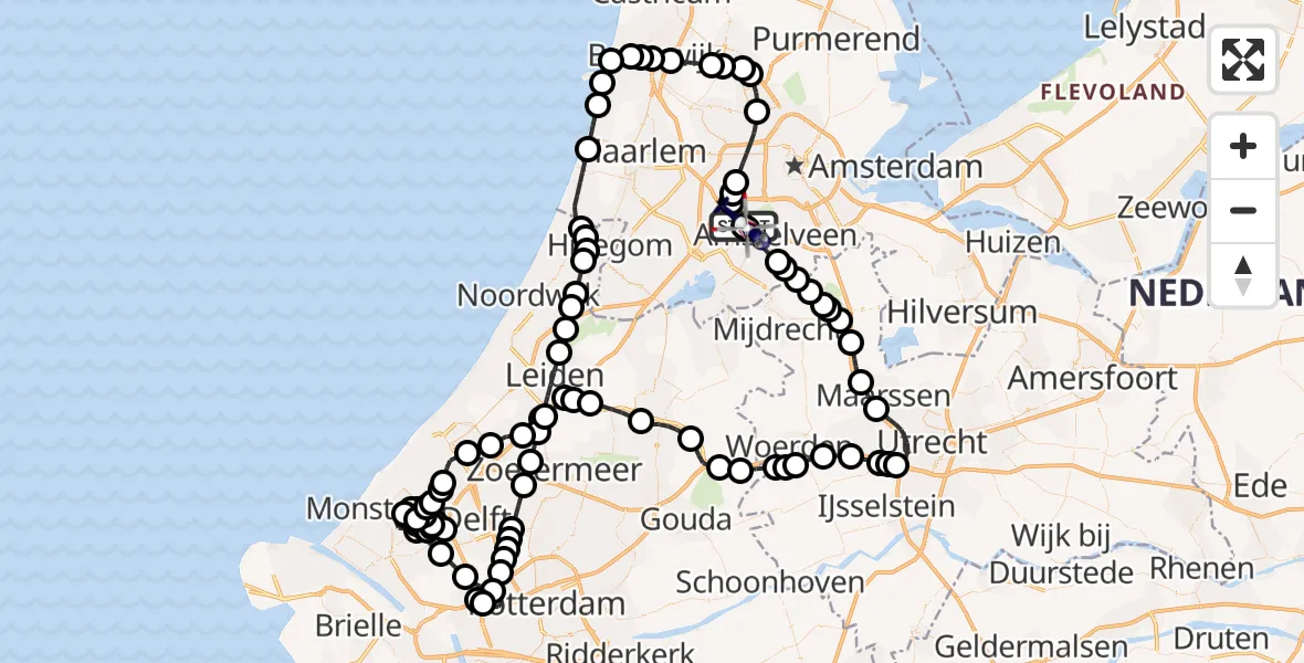 Vluchtroute Politiehelikopter Amsterdam Vliegveld Schiphol - Amsterdam Vliegveld Schiphol, 14 maart 2026, 10:29