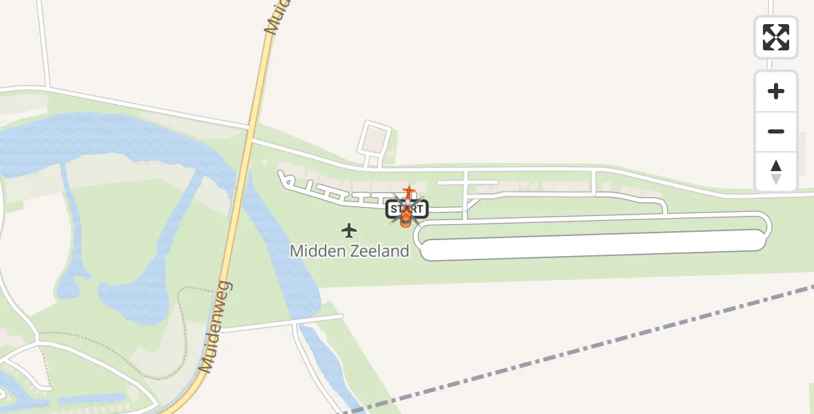 Vluchtroute Kustwachthelikopter van Vliegveld Midden-Zeeland naar Vliegveld Midden-Zeeland