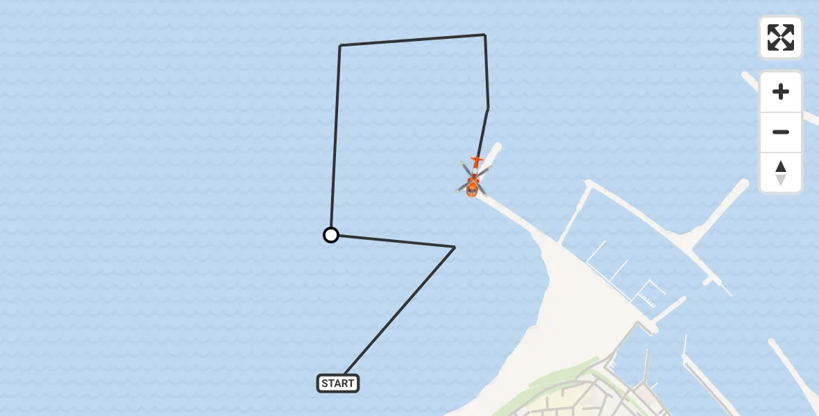 Vluchtroute Kustwachthelikopter van Den Oever naar Waddenzee