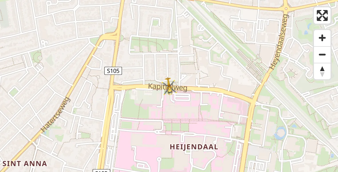 Vluchtroute Traumahelikopter van Radboud Universitair Medisch Centrum naar Radboud Universitair Medisch Centrum