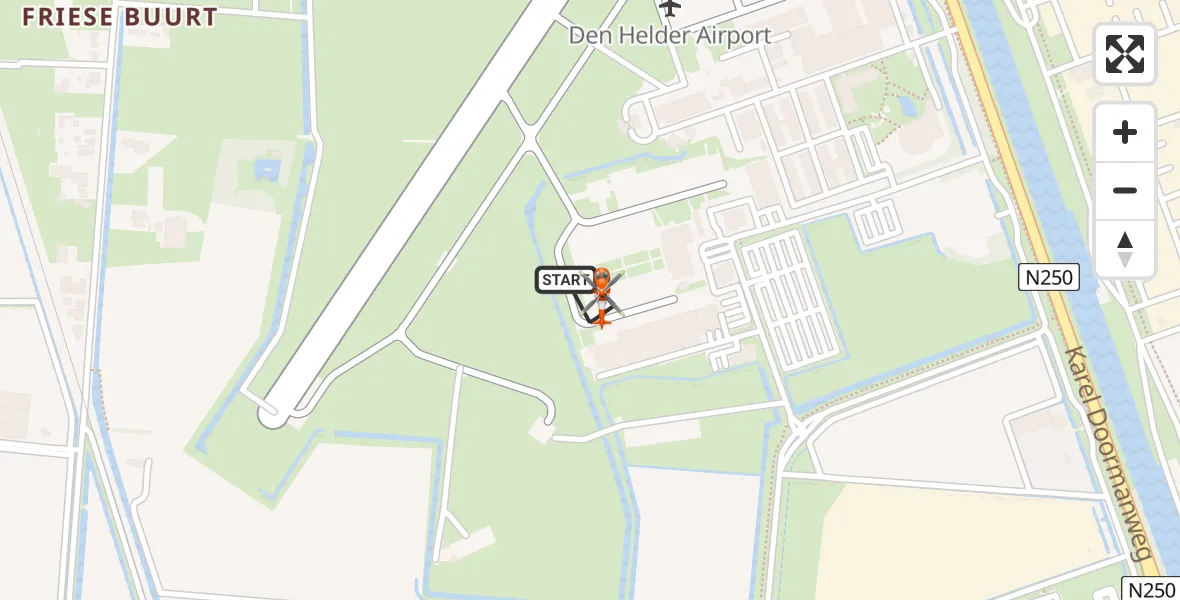 Vluchtroute Kustwachthelikopter van Militair vliegveld De Kooy / Den Helder Airport naar Militair vliegveld De Kooy / Den Helder Airport