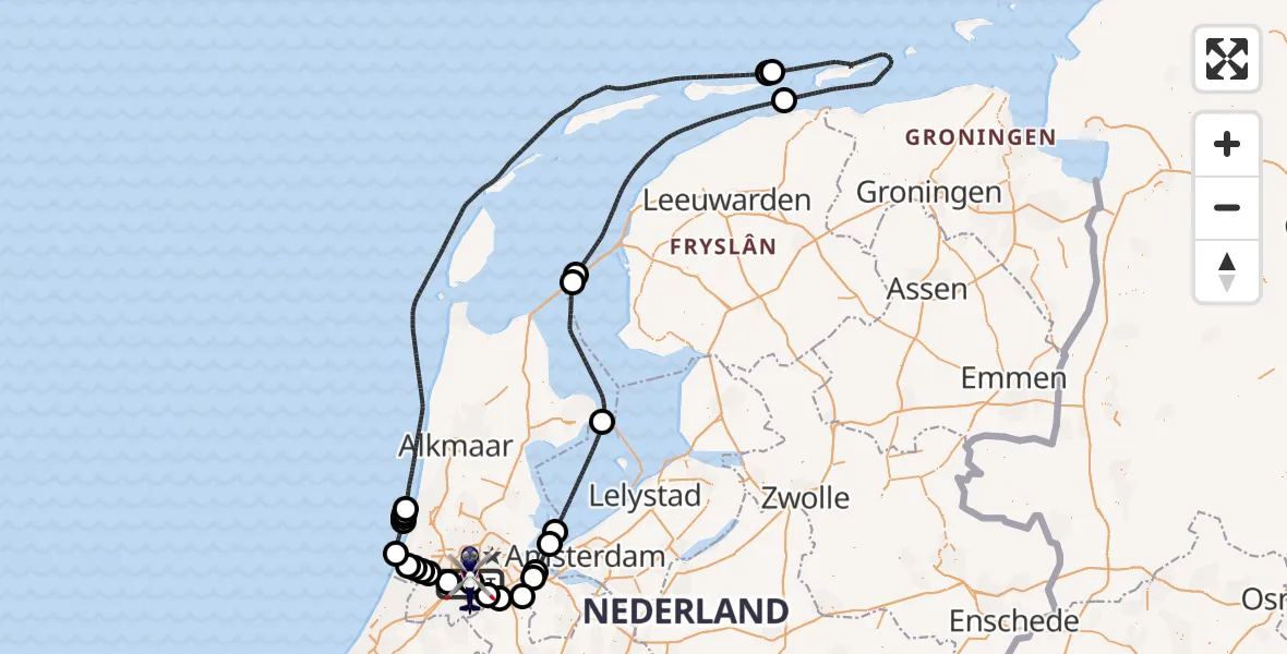 Vluchtroute Politiehelikopter Amsterdam Vliegveld Schiphol - Amsterdam Vliegveld Schiphol, 16 maart 2026, 07:01