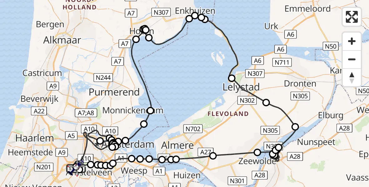 Vluchtroute Politiehelikopter Amsterdam Vliegveld Schiphol - Amsterdam Vliegveld Schiphol, 16 maart 2026, 11:00