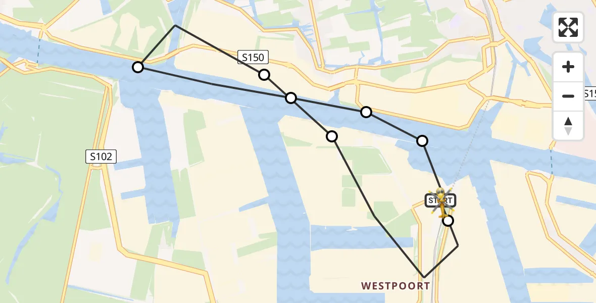 Vluchtroute Traumahelikopter van Amsterdam Heliport naar Amsterdam Heliport