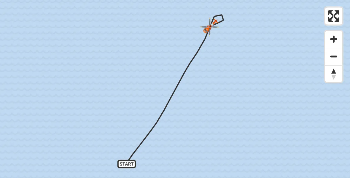 Vluchtroute Kustwachthelikopter van Noordzee naar Noordzee