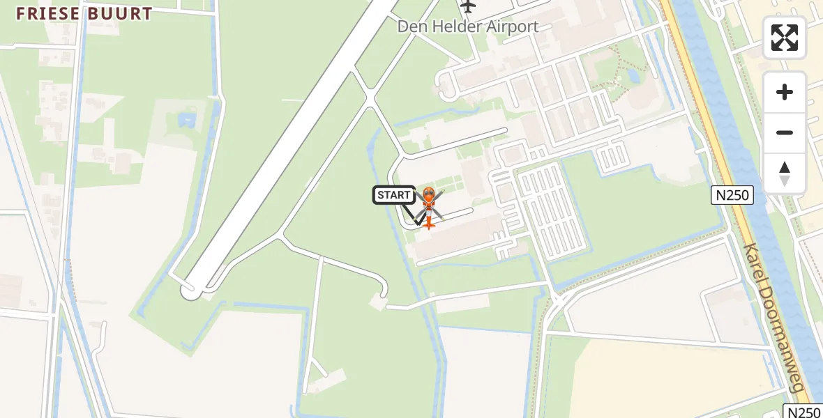 Vluchtroute Kustwachthelikopter van Militair vliegveld De Kooy / Den Helder Airport naar Militair vliegveld De Kooy / Den Helder Airport