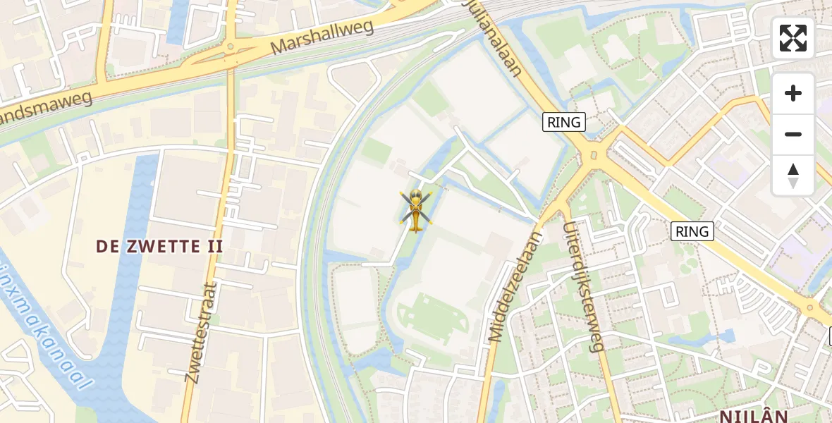 Routekaart van de vlucht: Lifeliner 4 naar Leeuwarden