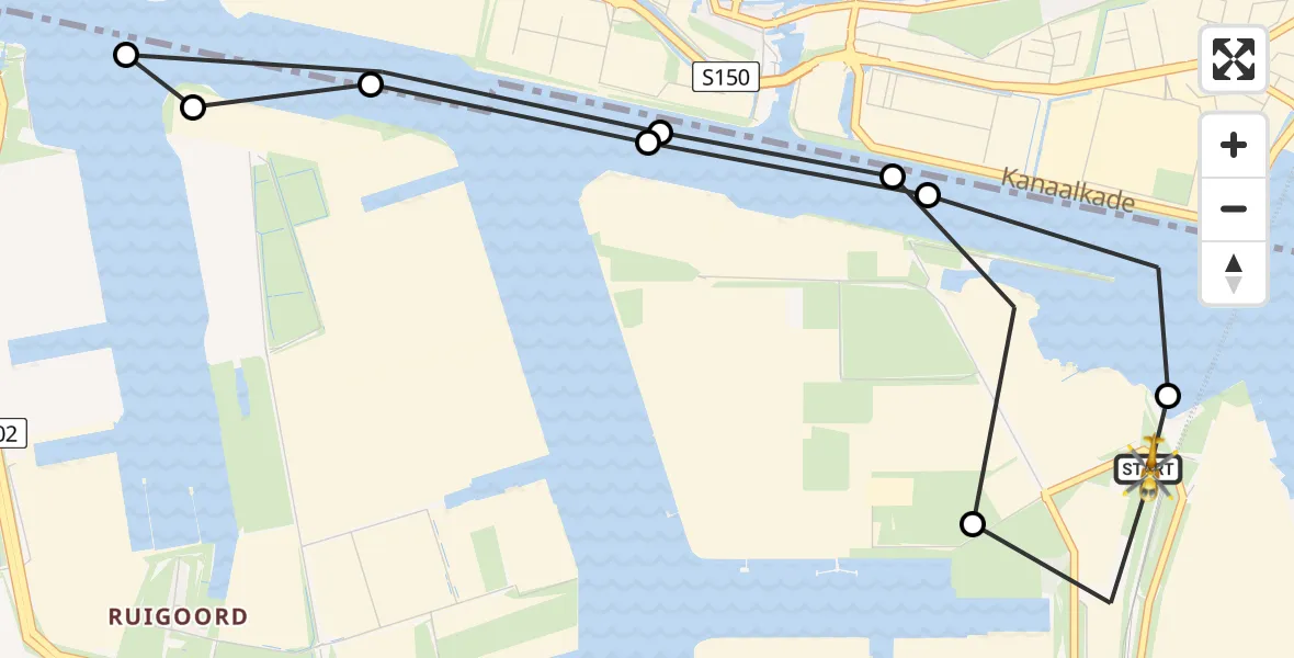 Vluchtroute Traumahelikopter van Amsterdam Heliport naar Amsterdam Heliport
