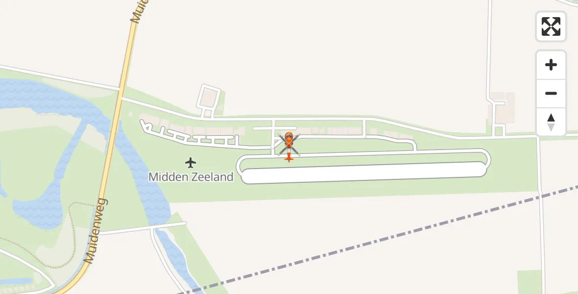 Vluchtroute Kustwachthelikopter van Vliegveld Midden-Zeeland naar Vliegveld Midden-Zeeland