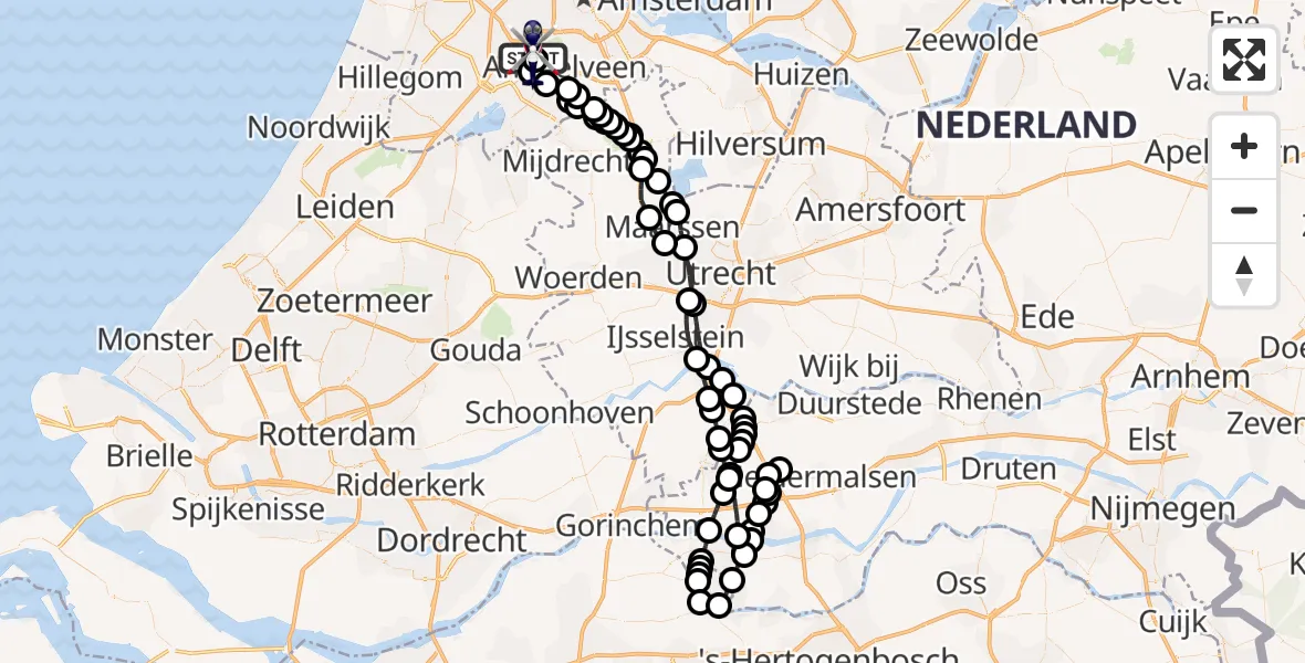 Vluchtroute Politiehelikopter van Amsterdam Vliegveld Schiphol naar Amsterdam Vliegveld Schiphol