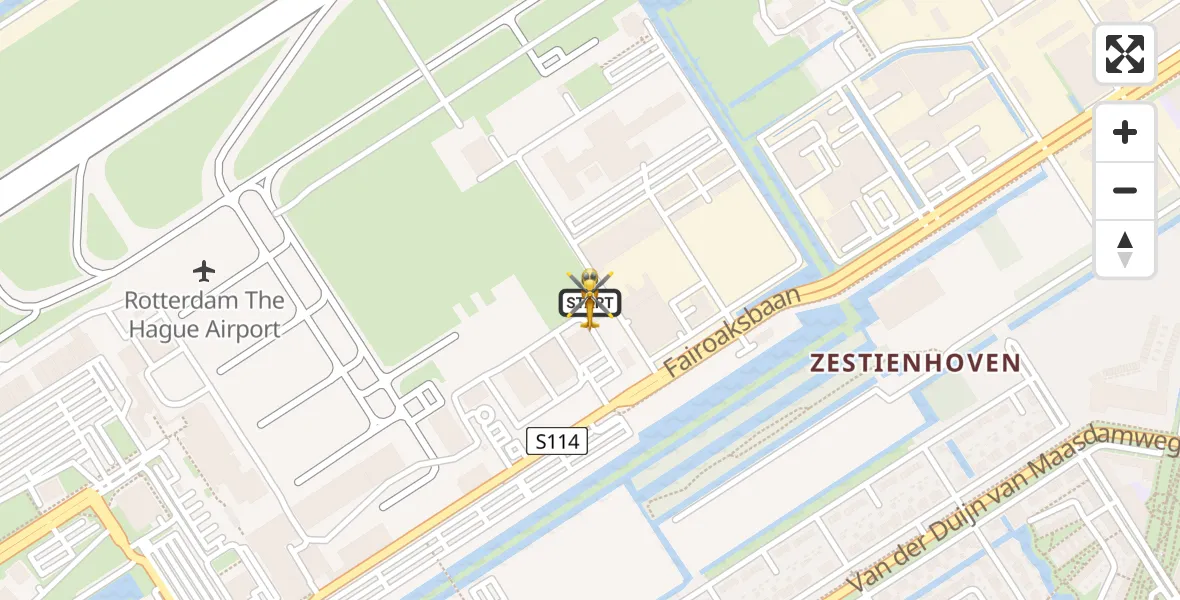 Vluchtroute Traumahelikopter van Rotterdam The Hague Airport naar Rotterdam The Hague Airport