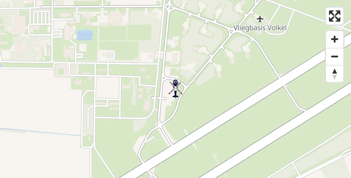 Vluchtroute Politiehelikopter van Vliegbasis Volkel naar Vliegbasis Volkel