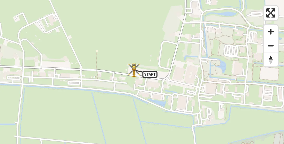 Vluchtroute Ambulancehelikopter van Vliegbasis Leeuwarden naar Vliegbasis Leeuwarden