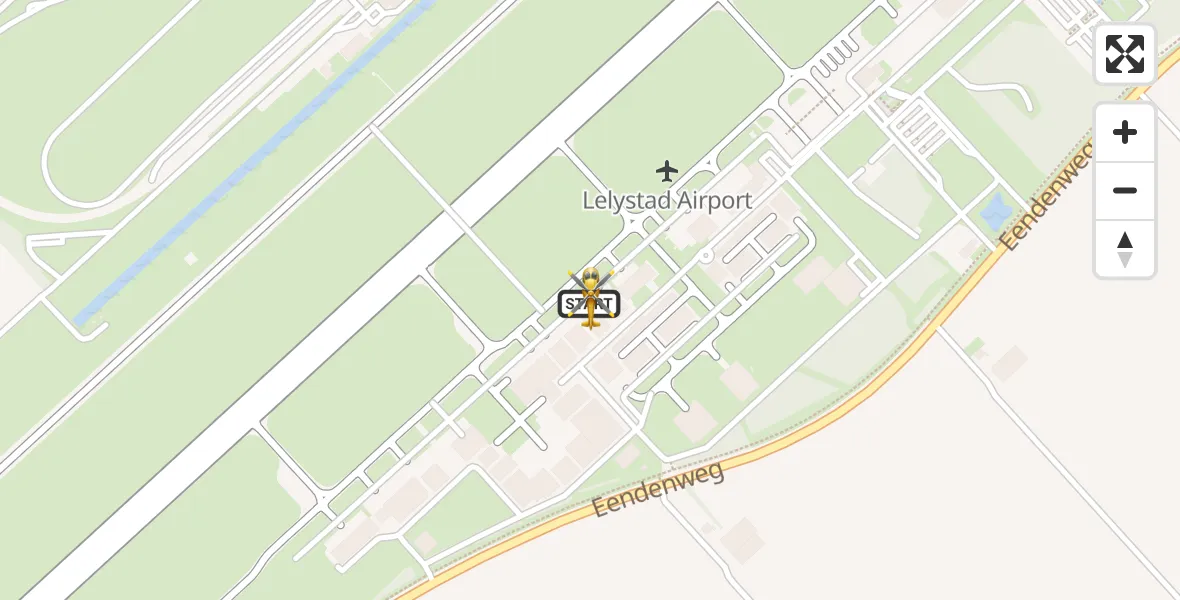 Vluchtroute Traumahelikopter van Lelystad Airport naar Lelystad Airport