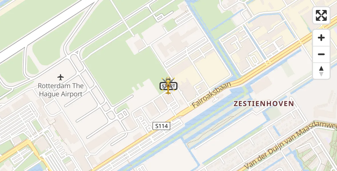 Vluchtroute Traumahelikopter van Rotterdam The Hague Airport naar Rotterdam The Hague Airport