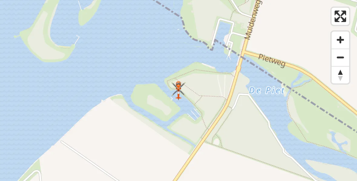 Vluchtroute Kustwachthelikopter van Veerse Meer naar Veerse Meer
