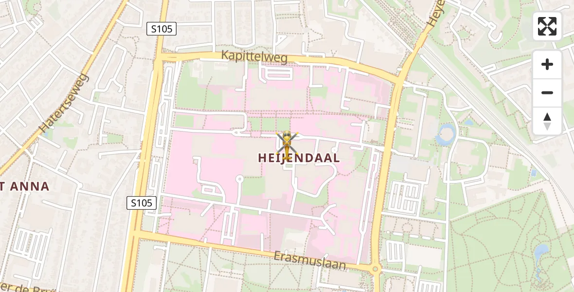 Vluchtroute Traumahelikopter van Radboud Universitair Medisch Centrum naar Radboud Universitair Medisch Centrum