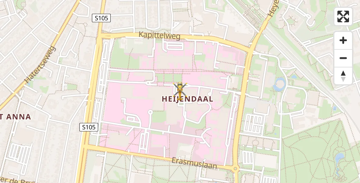 Vluchtroute Traumahelikopter van Radboud Universitair Medisch Centrum naar Radboud Universitair Medisch Centrum