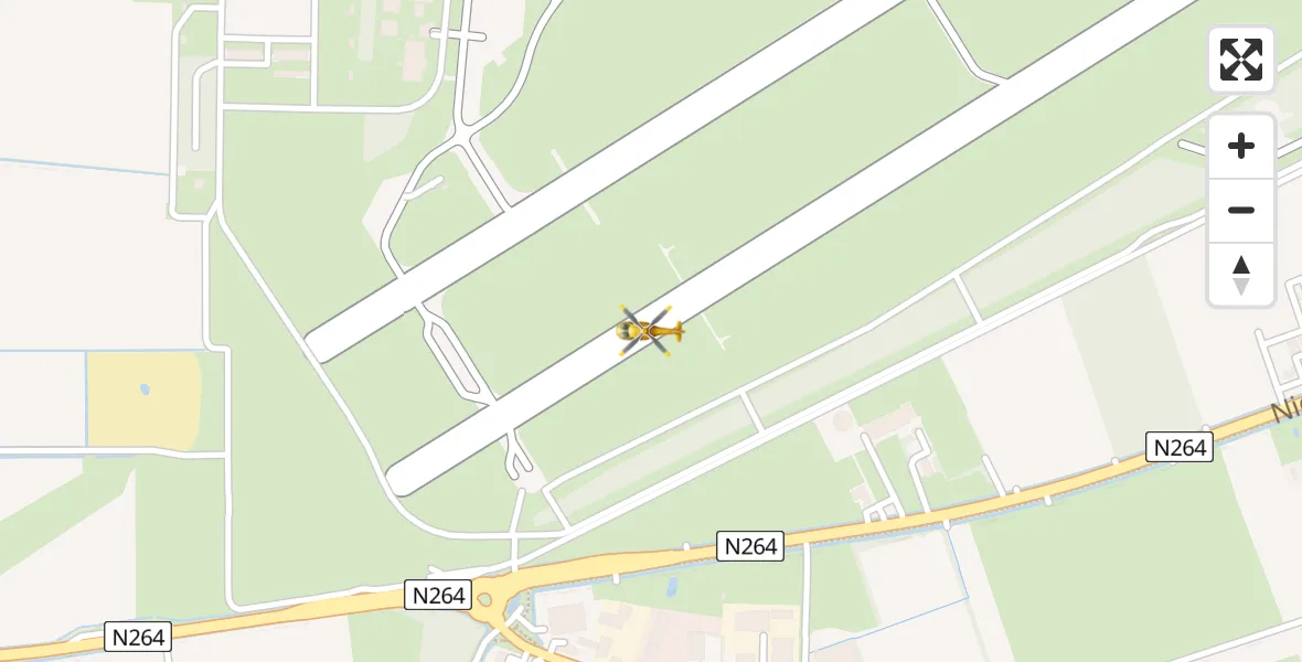 Vluchtroute Traumahelikopter van Vliegbasis Volkel naar Vliegbasis Volkel