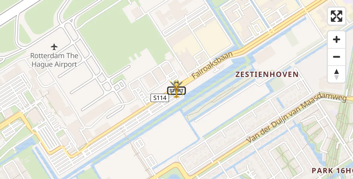 Vluchtroute Traumahelikopter van Rotterdam The Hague Airport naar Rotterdam The Hague Airport