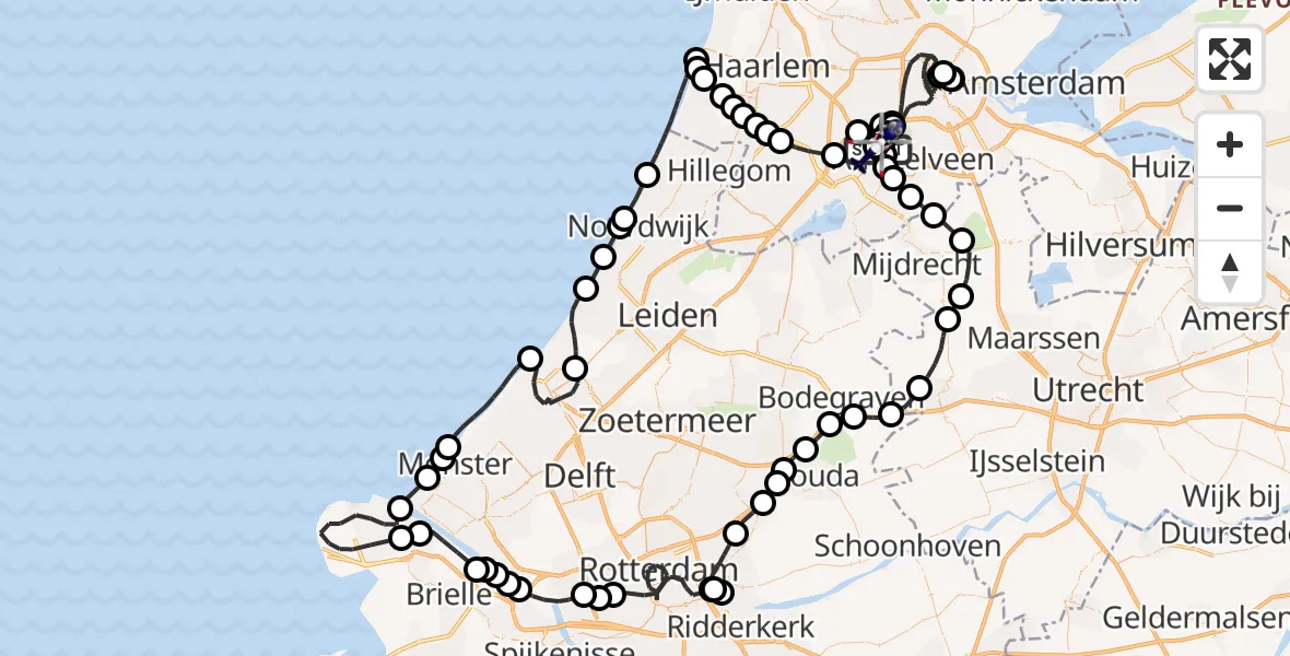 Vluchtroute Politiehelikopter van Amsterdam Vliegveld Schiphol naar Amsterdam Vliegveld Schiphol