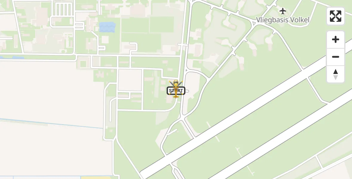 Vluchtroute Traumahelikopter van Vliegbasis Volkel naar Vliegbasis Volkel