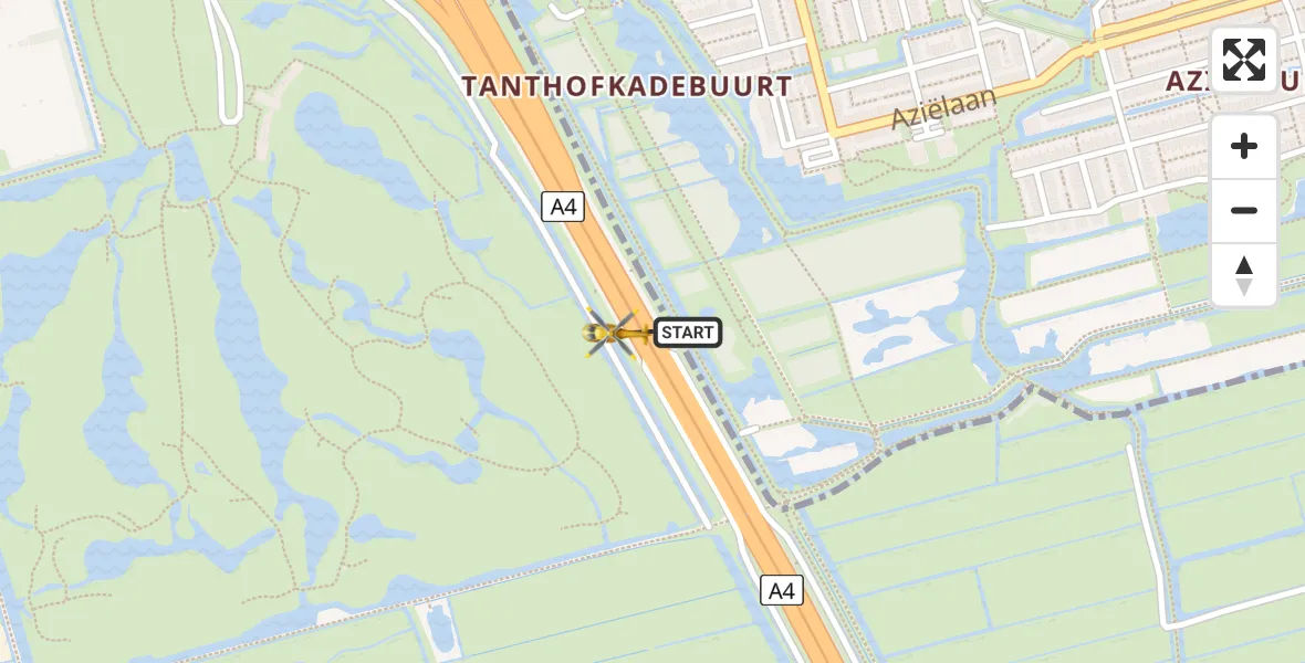 Vluchtroute Traumahelikopter van Schipluiden naar Schipluiden