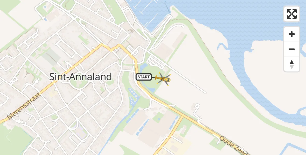 Vluchtroute Traumahelikopter van Sint-Annaland naar Sint-Annaland