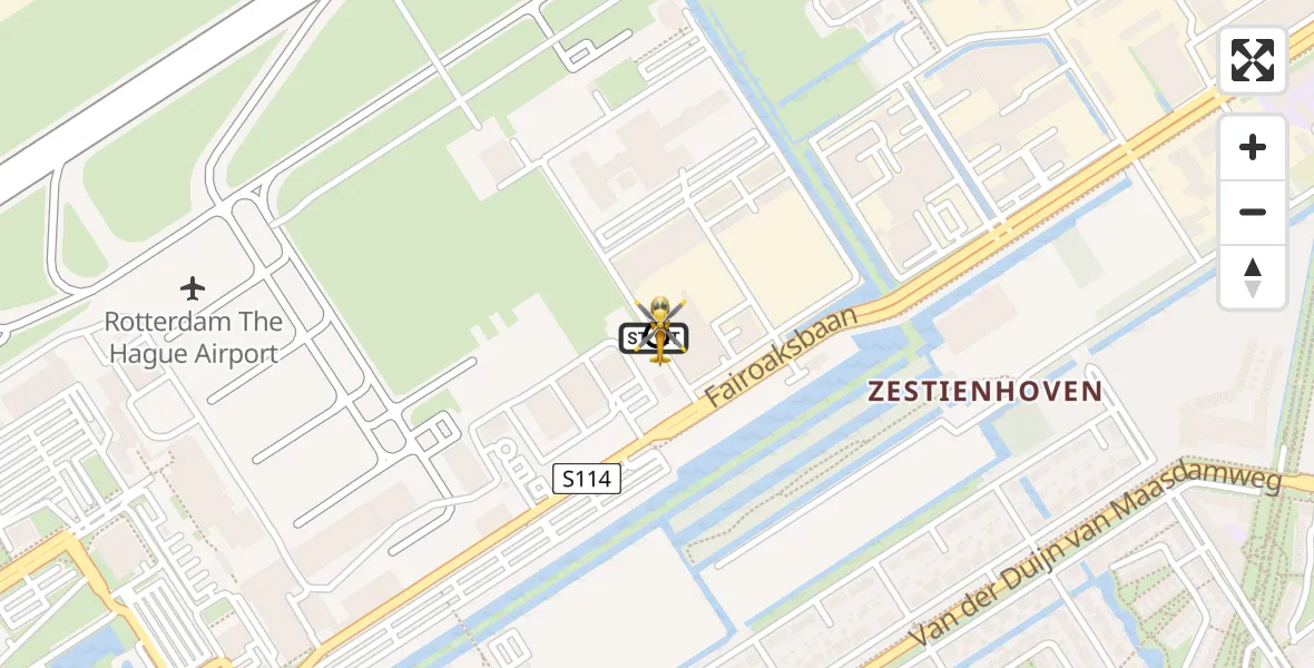 Vluchtroute Traumahelikopter van Rotterdam The Hague Airport naar Rotterdam
