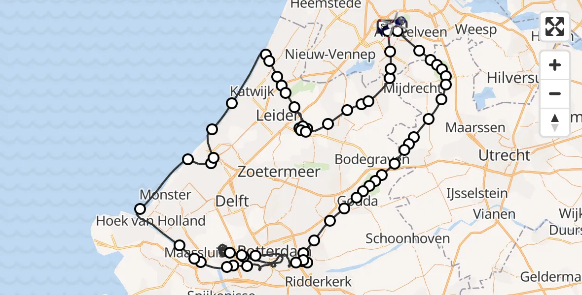 Vluchtroute Politiehelikopter van Amsterdam Vliegveld Schiphol naar Amsterdam Vliegveld Schiphol