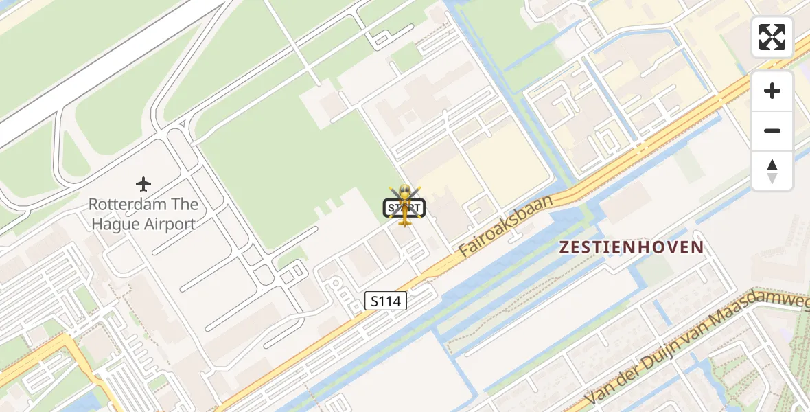 Vluchtroute Traumahelikopter van Rotterdam The Hague Airport naar Rotterdam The Hague Airport
