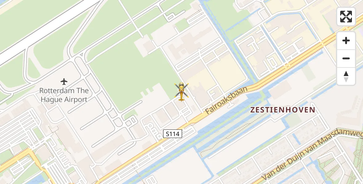 Vluchtroute Traumahelikopter van Rotterdam The Hague Airport naar Rotterdam The Hague Airport